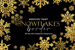 Gold Snowflakes Border| Snow frames JPG, PNG Product Image 1