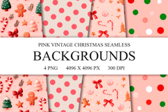 4 Pink Vintage Christmas Seamless Patterns, Digital Paper Product Image 1