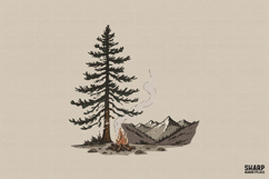 Camping Mountain Scene PNG, Summer PNG, Trendy PNG, Pine Product Image 1