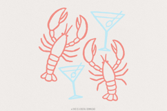 Lobster And Martini PNG, Nautical Art, Coastal Party Shirt, Product Image 1