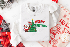 Santa and Christmas Tree Merry Christmas Cute Holiday Shirt Product Image 2