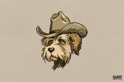 Scruffy Cowboy Dog Portrait Vintage Western PNG Designs, Product Image 1