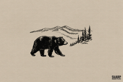 Vintage Walking Bear Mountain Scene, Bear PNG Camping Shirt Product Image 1