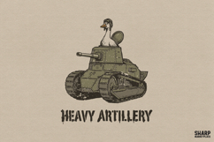 Heavy Artillery Goose Tank Illustration, Funny PNG Military Product Image 1