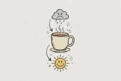 Coffee Brings Sunshine PNG, Rainy Mood to Happy Day, Coffee Product Image 1
