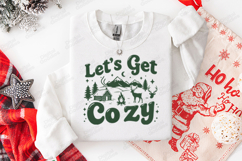 Retro Let's Get Cozy Christmas Cabin Mountain Scene SVG Product Image 3