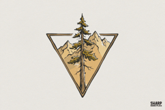 Mountain Pine PNG, Nature Wilderness Shirt, Geometric Product Image 1