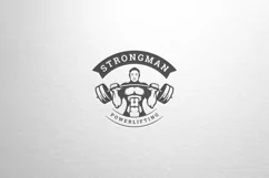 Muscular man fitness club retro logo Product Image 1