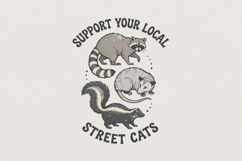 Support Your Local Street Cats PNG, Raccoon Skunk Opossum Product Image 1