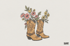 Western Cowboy Boots Floral PNG, Boho Cowgirl Flower Boot Product Image 1