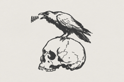 Aaaa Skull PNG, Raven On Skull PNG, Gothic Art Printable, Product Image 1