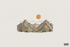 Mountain Landscape PNG Nature Art Print, Sunrise Outdoor Product Image 1
