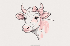 Coquette Cow Tshirt Design, cute Png, Digital Download, Product Image 1