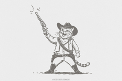 Cowboy Cat PNG, Retro Western Art, Funny Cat Design, Product Image 1