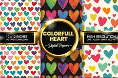 Colorfull Heart Digital Papers - 03 Variations Product Image 1
