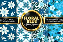 Floral Blue Digital Papers - 04 Variations Product Image 1