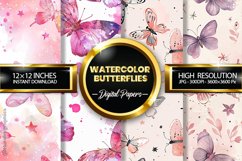 Watercolor Butterflies Digital Papers - 04 Variations Product Image 1