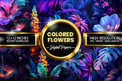 Colored Flowers Digital Papers - 04 Variations Product Image 1