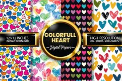 Colorfull Heart Digital Papers - 04 Variations Product Image 1