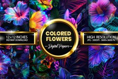 Colored Flowers Digital Papers - 04 Variations Product Image 1