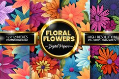 Floral Flowers Digital Papers - 04 Variations Product Image 1