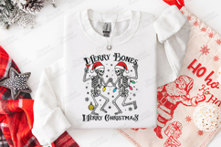Merry Bones Merry Christmas Dancing Skeletons Holiday Design Product Image 3