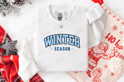 Winter Season Varsity PNG, Collegiate Blue Ice Font SVG Product Image 3