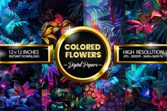 Colored Flowers Digital Papers - 04 Variations Product Image 1