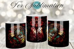 FAUX STAINED GLASS DRAGON SUBLIMATION MUG WRAP DESIGN Product Image 1