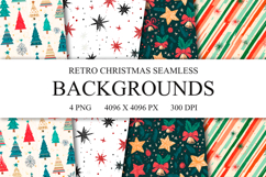 4 Retro Christmas Seamless Patterns, Xmas Digital Paper PNG Product Image 1