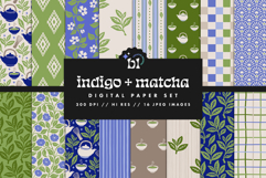 Indigo Matcha Seamless Pattern Set Product Image 1