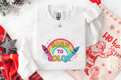 Born To Color SVG - Kawaii Crayon Rainbow Art Class File Product Image 3
