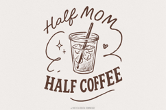 Half Mom Half Coffee PNG, Retro Mama PNG, Checkered Mom Product Image 1