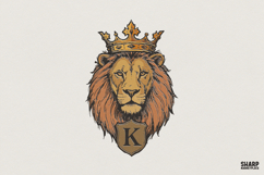 King Lion PNG, Regal Animal Crest, Crowned Lion Head PNG Product Image 1