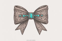 Western PNG Coquette Cowgirl Digital Download, Leather Bow Product Image 1