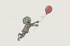 Zombie With Red Balloon PNG, Funny Halloween Shirt, Cute Product Image 1