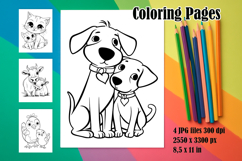 4 Cute Pets Coloring Pages, Mothers Day Printable Designs Product Image 1
