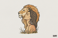 Lion And Woman PNG, Powerful Art, Strength Shirt Design, Product Image 1