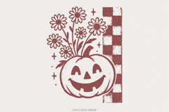 Pumpkin With Flowers PNG, Retro Halloween Digital Download, Product Image 1