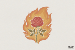 Burning Rose PNG, Fire Floral Digital Art, Printable Flower Product Image 1