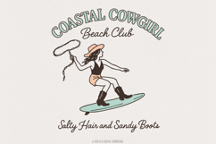 Coastal Cowgirl Beach Club PNG, Salty Hair and Sandy Boots, Product Image 1