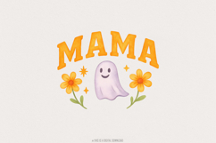 Mama PNG, Cute Ghost Floral Mother&#039;s Day Sublimation, Retro Product Image 1