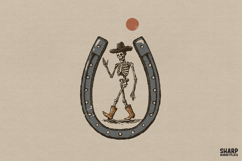 Skeleton Cowboy Horseshoe, Western PNG Design, Funny PNG Product Image 1