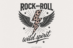 Rock And Roll Wild Spirit PNG, Leopard Lightning Bolt With Product Image 1