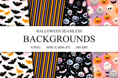 4 Spooky Cute Halloween Seamless Patterns, Digital Paper PNG Product Image 1