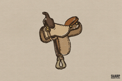 Vintage Western Saddle Illustration, Western PNG Designs Product Image 1