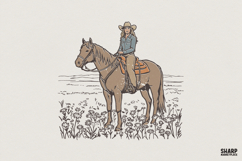 Cowgirl Horse PNG Design, Western Wildflower Digital Product Image 1