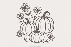 Pumpkin And Daisy PNG, Fall Flowers Digital Download, Product Image 1