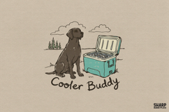 Cooler Buddy Dog Mom PNG Labrador Ice Chest Art, Camping Product Image 1