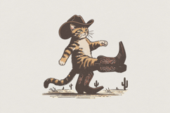 Cowboy Cat PNG, Cute Western Kitty, Funny Boot Cat Art, Product Image 1